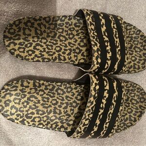 adidas Black and Gold Leopard Sandals